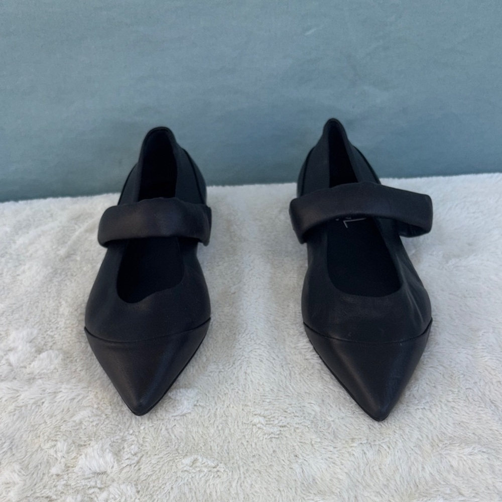 NWOT Agl Rocio Mary Jane Black Pointed-Toe Flats Leather EU 35.5